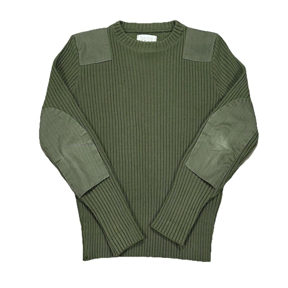 Vintage 1979 US Army Military Commando Sweater Ribbed Green Mens Medium